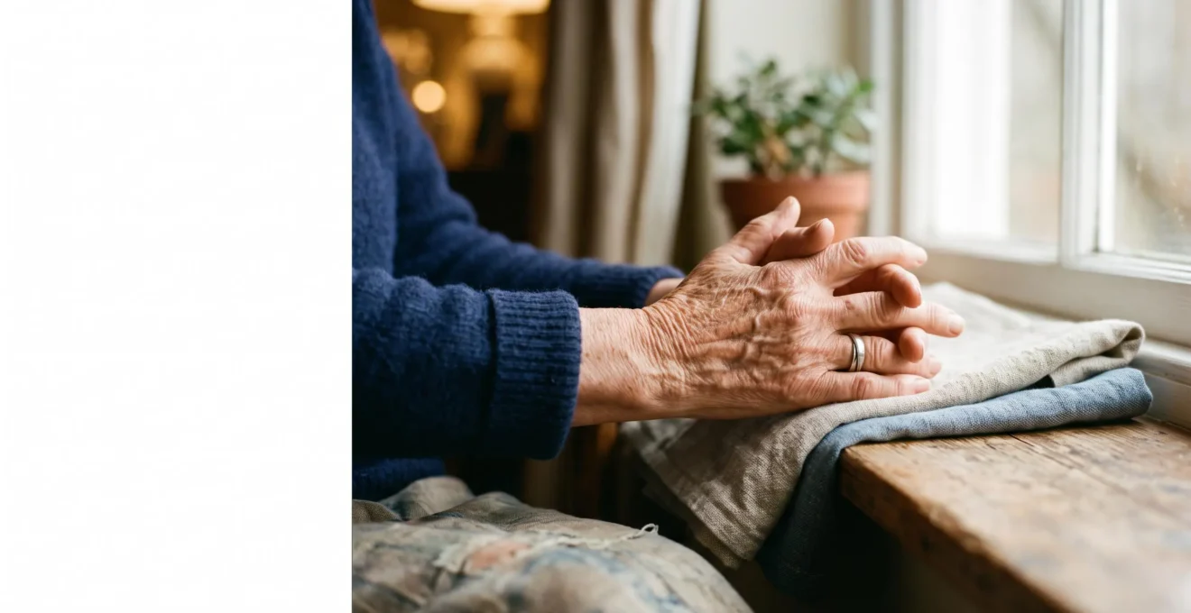 Close-up of an older adult's hands in soft natural light, symbolizing the slower cellular repair processes that occur after age 60