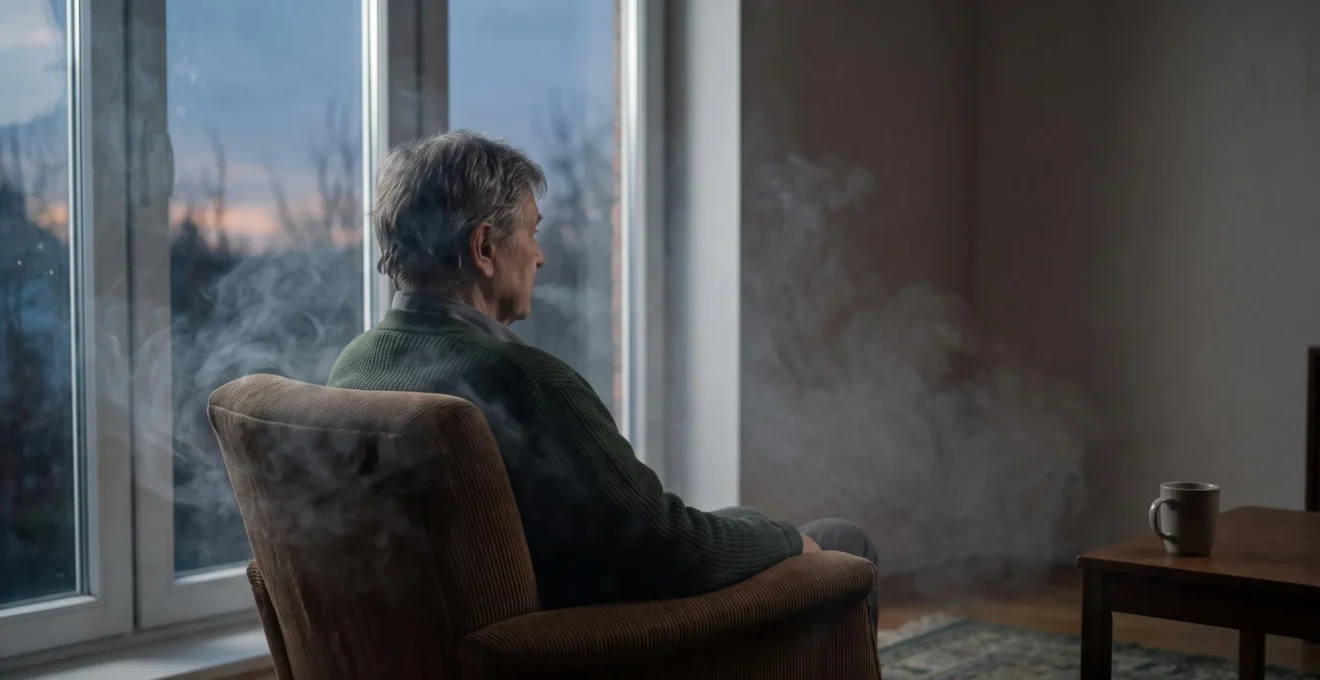 Symbolic editorial portrait of an elderly person silhouetted against a window, illustrating the hidden health toll of isolation after 65