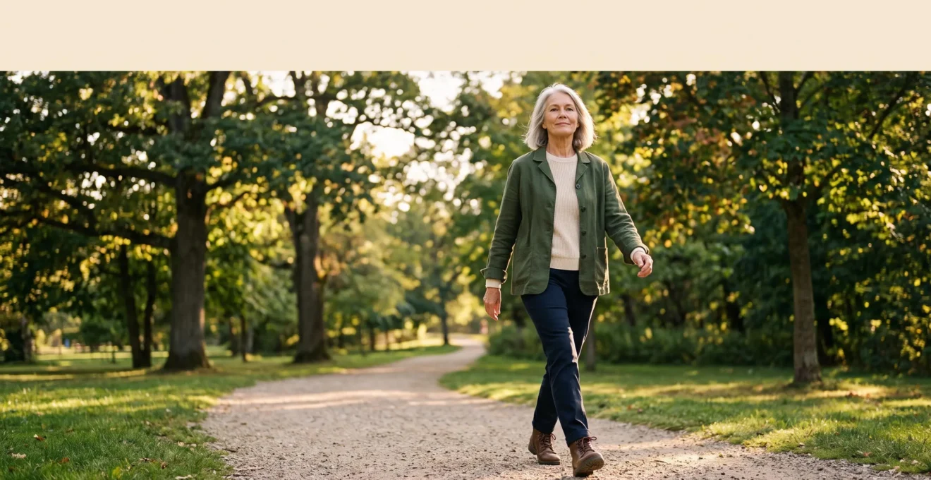 An older adult standing confidently outdoors in soft morning light, embodying vitality and renewed physical independence.